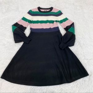 Vince Camuto balloon sleeve striped sweater dress
